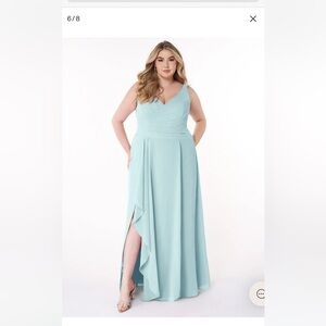 Azazie “Kori” bridesmaid dress in the color “sea glass”